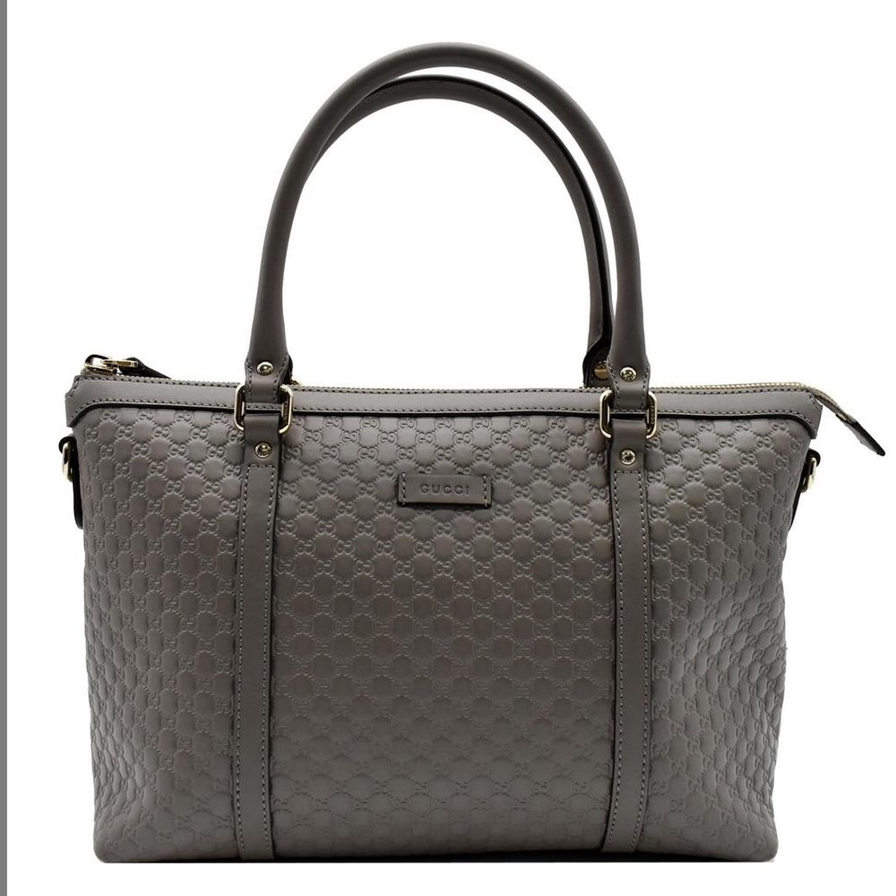 Gucci Guccissima gray leather tote bag with strap 449656